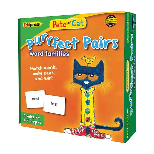 Teacher Created Resources; Pete the Cat® Purrfect Pairs Game, Word Families; Category:Reading & Language Arts; Image:1